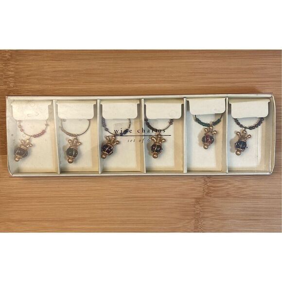 New in Package Pier 1 Imports Set of 6 Wine Charms - Picture 1 of 6